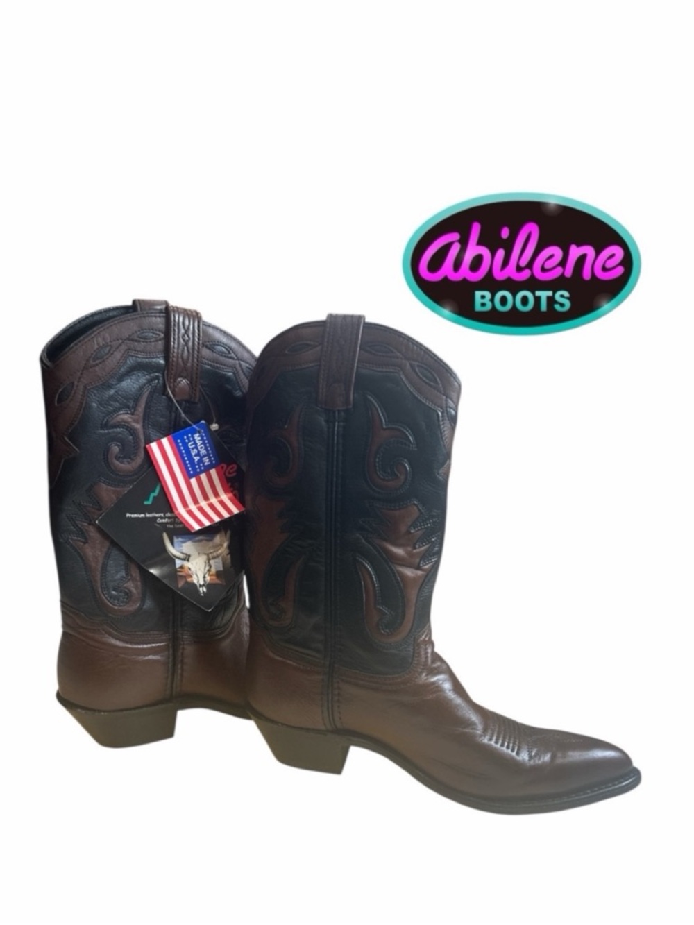 Abilene 9093 Julie Brown and‎ Black Women’s Cowhide Western Boots - Size 8.5